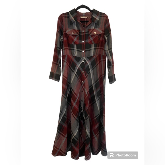 Soft Surroundings Dresses & Skirts - Soft Surroundings Women’s Red Tartan Plaid Long Sleeve Maxi Dress - Size Medium
